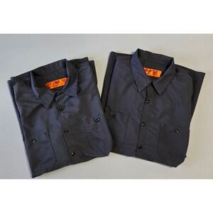 Red Kap Work Shirts Men XXL Charcoal Gray Short Sleeve Button Lot 2 GradeB AS IS